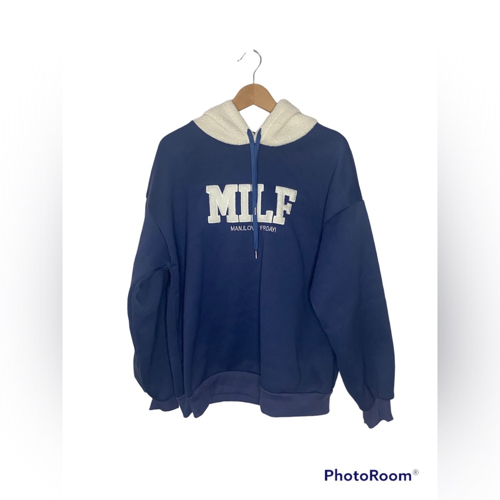 Navy Sherpa “MILF” Hoodie